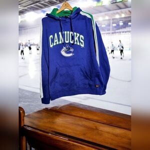 Waves Blue Canucks Hockey XXL Men's Hoodie Vintage